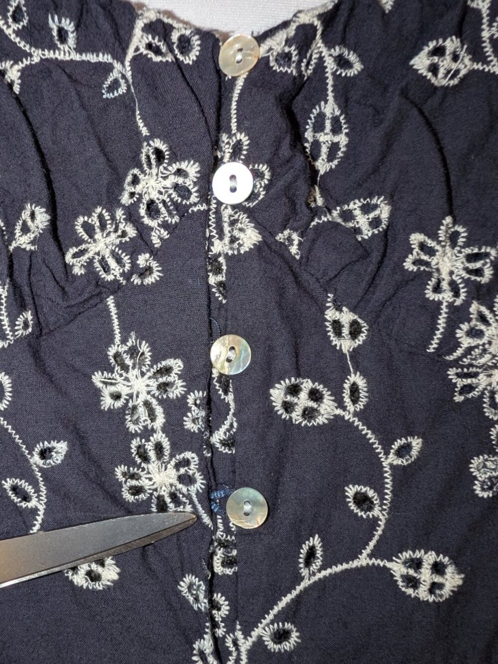Zara | Cotton Embroidered Eyelet Midi Dress Navy & White | Size XS - Picture 12 of 12